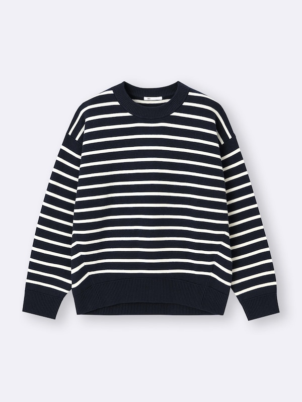 Sweat Look Knit Striped Oversized Pullover