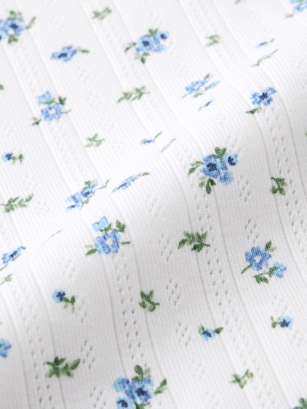 Pointelle Flower Printed T-Shirt