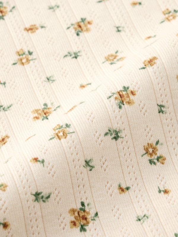 Pointelle Flower Printed T-Shirt