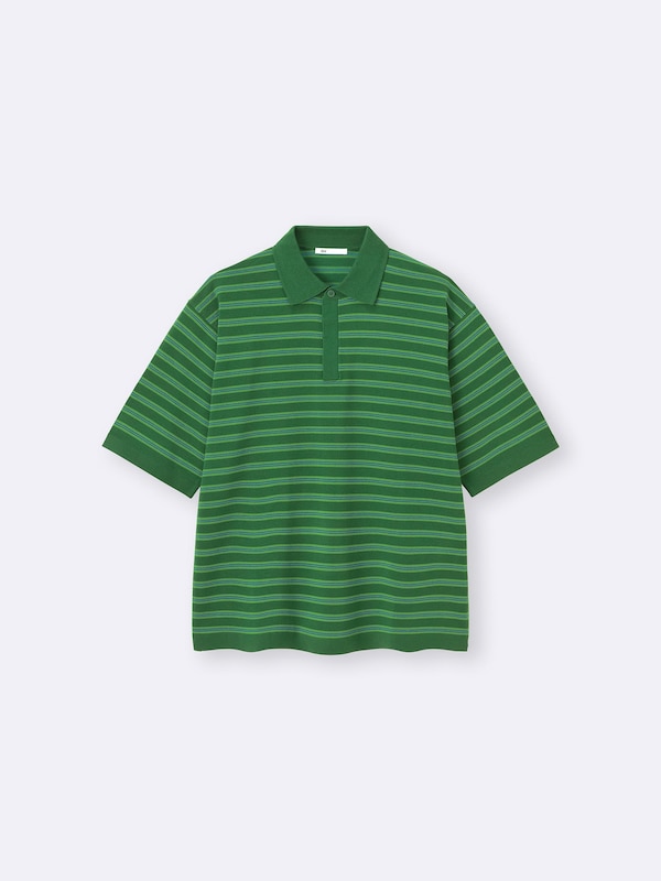 Washable Knitted Striped Polo Shirt | Halfslv