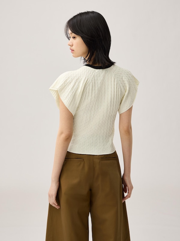 Cable Knitted Ribbon Pullover | Short | by rokh