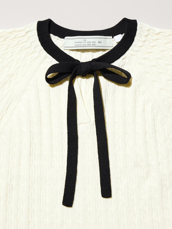 Cable Knitted Ribbon Pullover | Short | by rokh