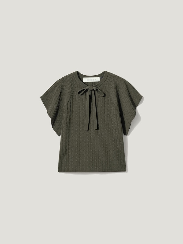 Cable Knitted Ribbon Pullover | Short | by rokh