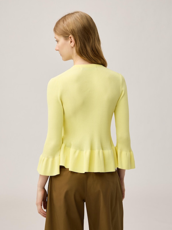 Ribbed Frill Cardigan | 3 | 4Slv | R