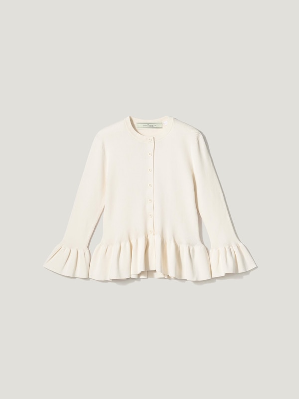 Ribbed Frill Cardigan | 3 | 4Slv | R