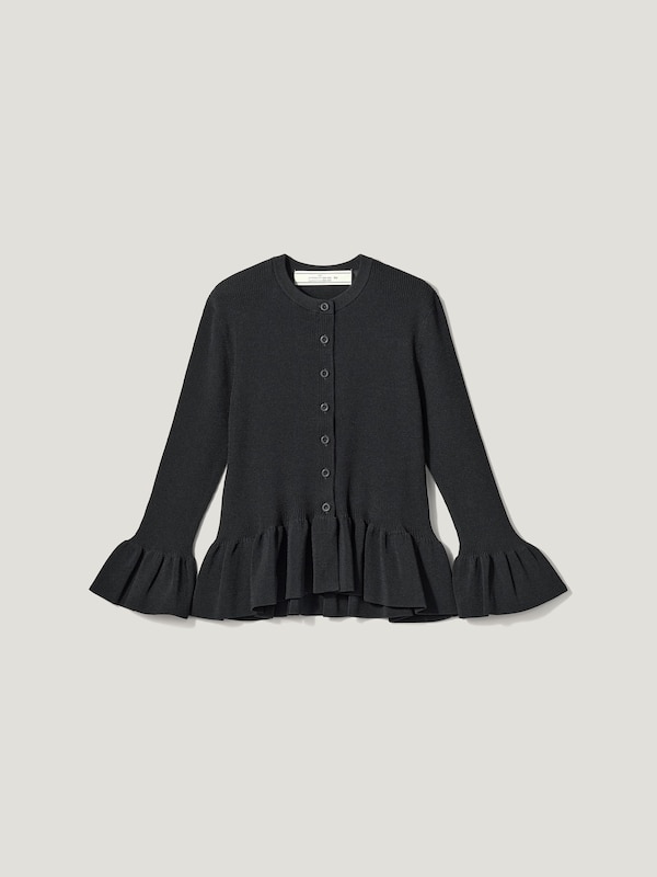 Ribbed Frill Cardigan | 3 | 4Slv | R