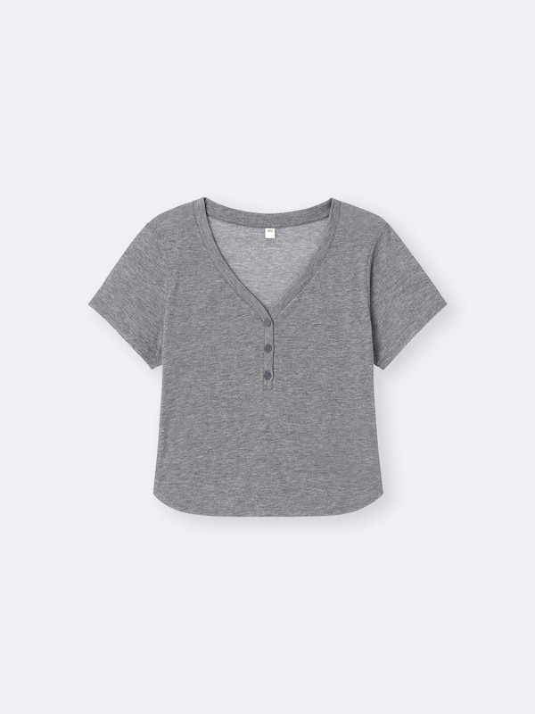 Soft Sheer Henley Neck T-Shirt