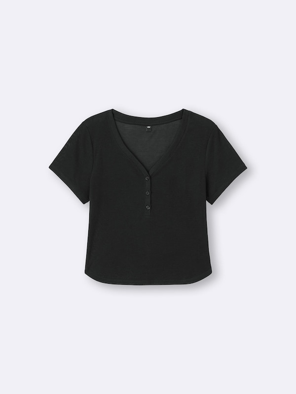 Soft Sheer Henley Neck T-Shirt