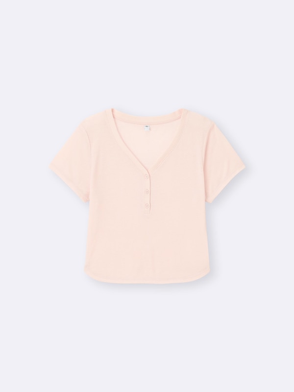 Soft Sheer Henley Neck T-Shirt
