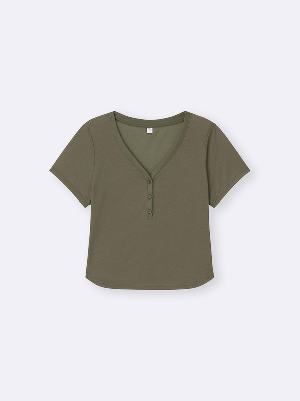 Soft Sheer Henley Neck T-Shirt