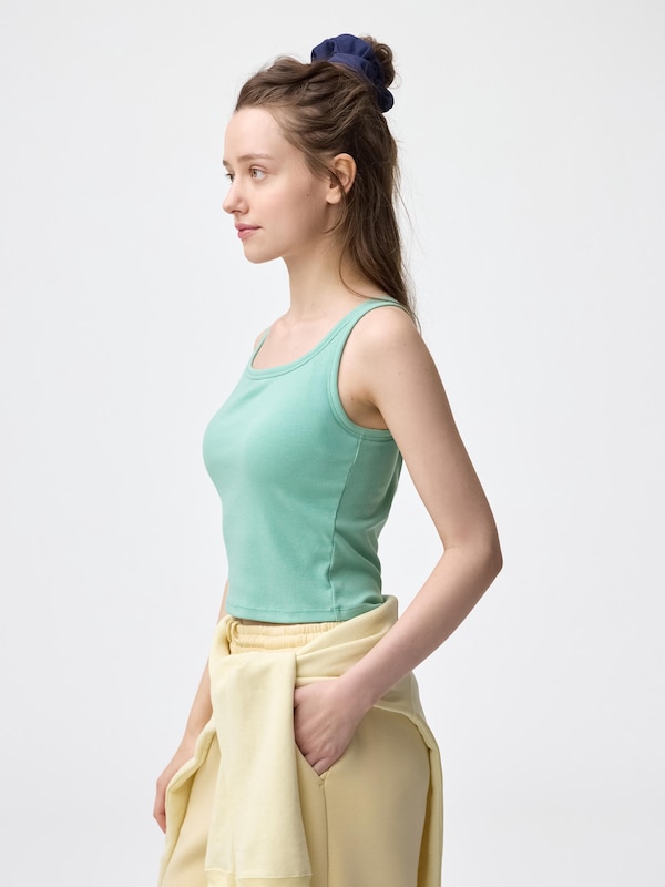 Bra-Feel Cropped Square Neck Tank Top