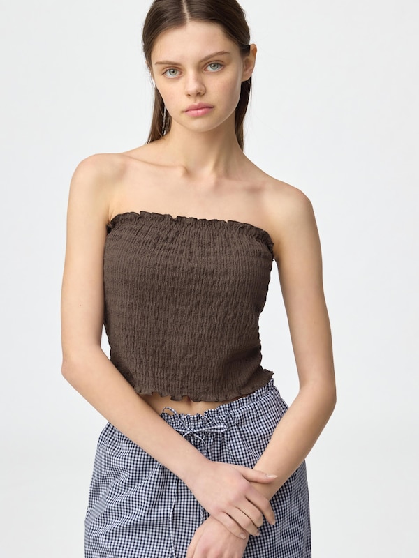 Bra-Feel Cropped Shirring Tube Top