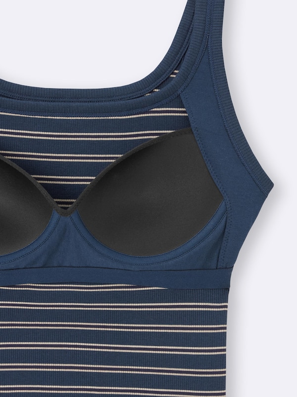 Bra-Feel Cropped Square Neck Tank Top | Striped