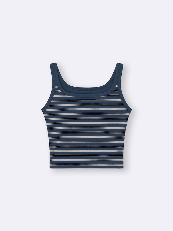 Bra-Feel Cropped Square Neck Tank Top | Striped