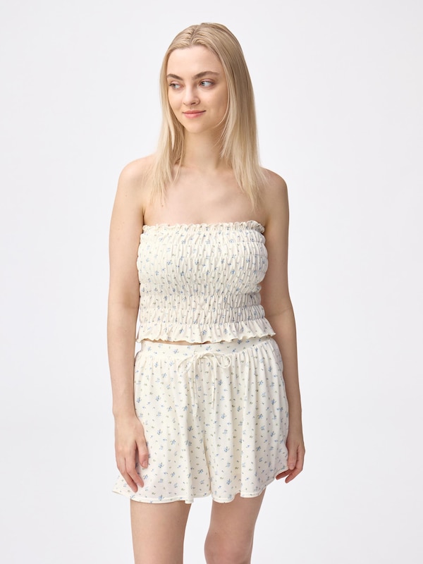 Bra-Feel Cropped Shirring Tube Top | Flower