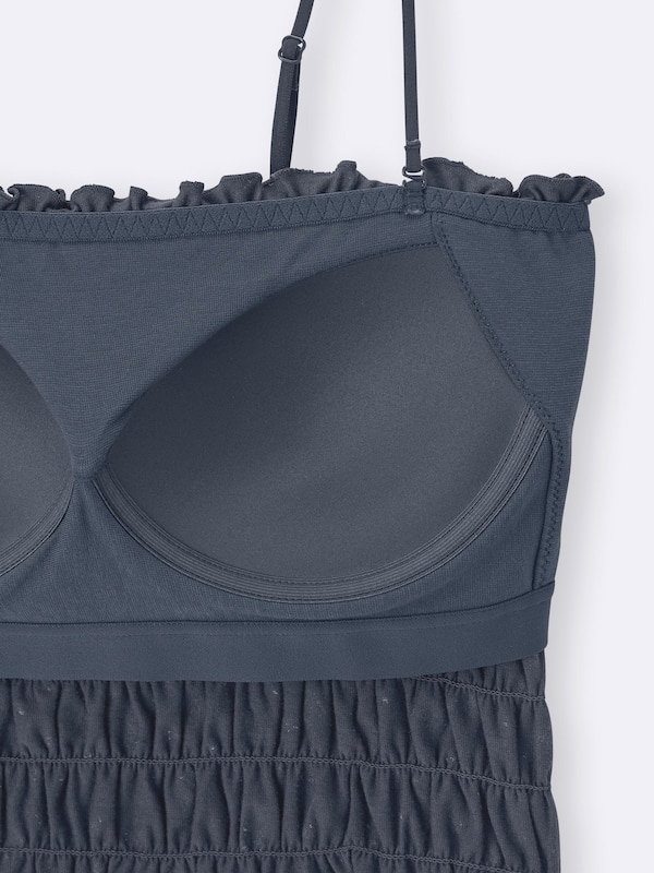 Bra-Feel Cropped Shirring Tube Top | Flower