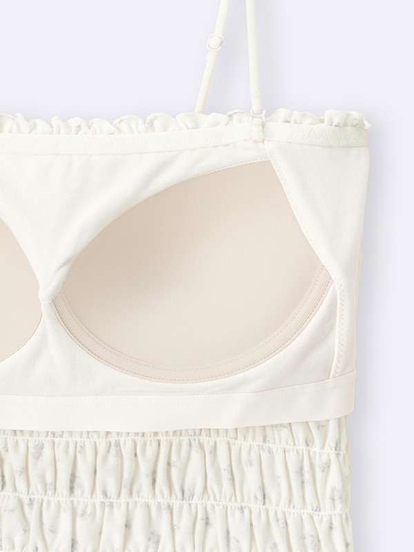 Bra-Feel Cropped Shirring Tube Top | Flower