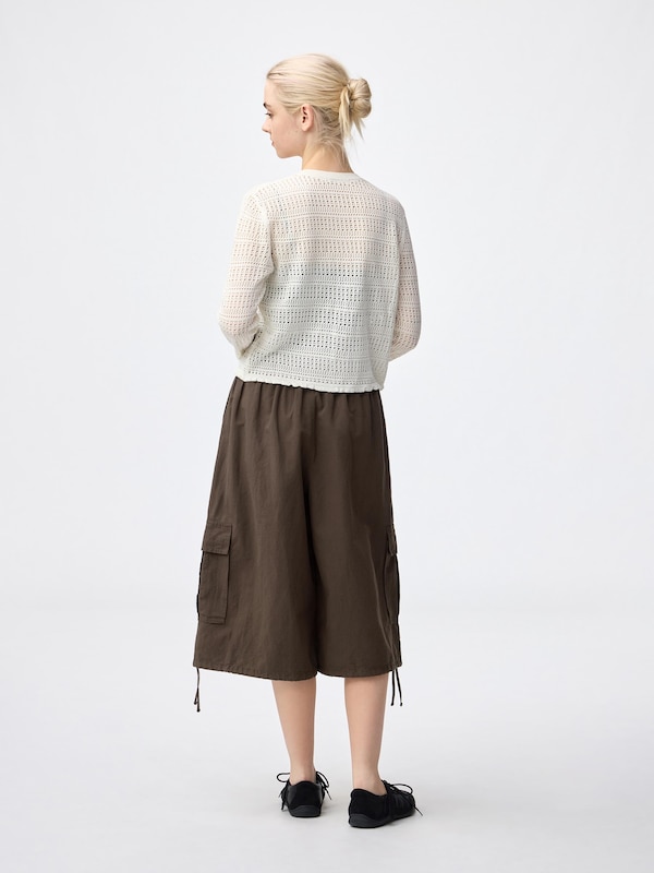 Linen Blend Cargo Half Pants