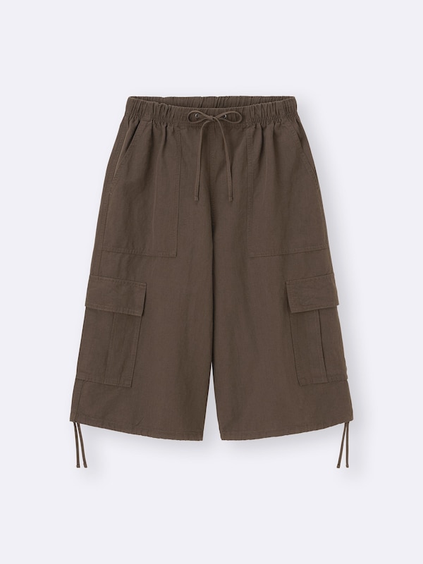 Linen Blend Cargo Half Pants