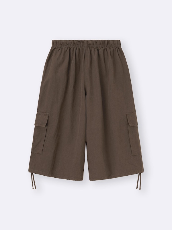 Linen Blend Cargo Half Pants