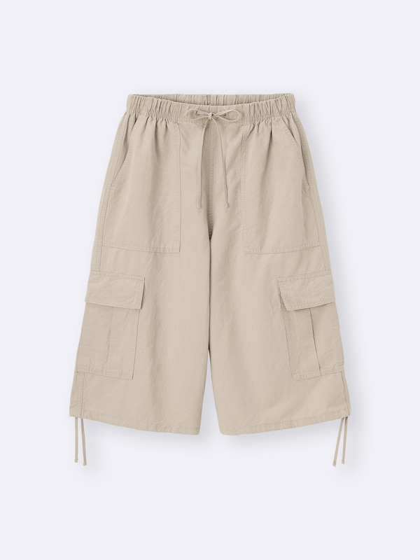 Linen Blend Cargo Half Pants
