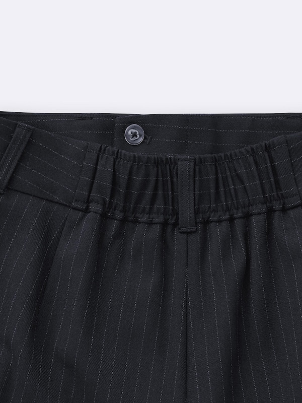 Pleated Wide Pants | Stripe | Long