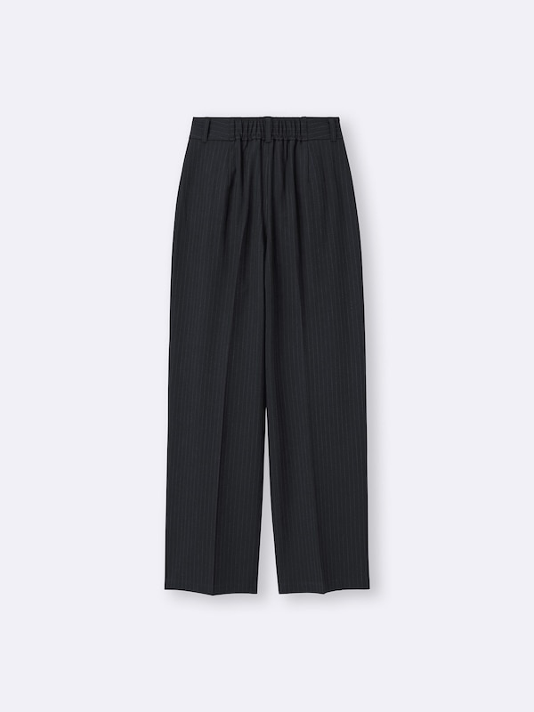 Pleated Wide Pants | Stripe | Long