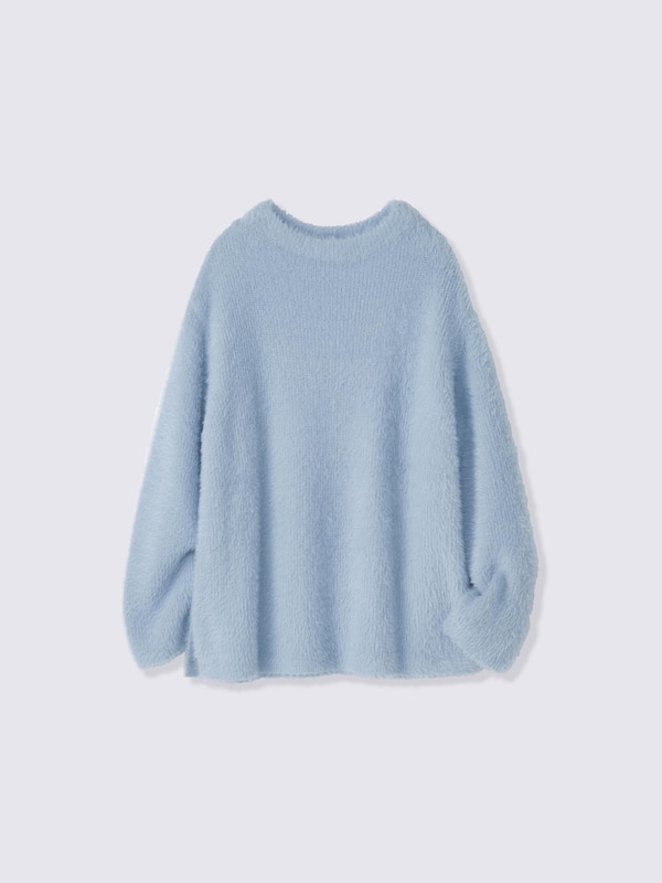 Feather Yarn Boat Neck Sweater | CL