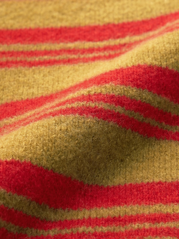 Puffy Touch Knit Striped Crew Neck Cardigan | PF