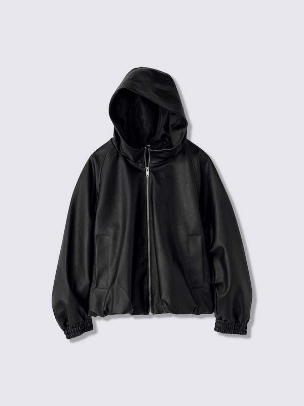 Faux Leather Balloon Hem Jacket | MN