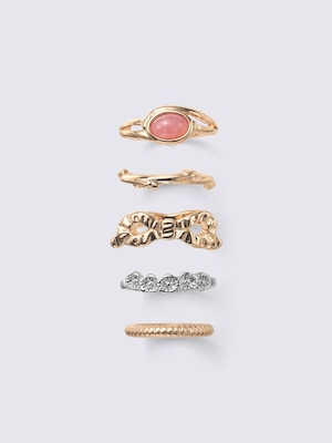 Stone & Ribbon Ring 5-Pack | PF