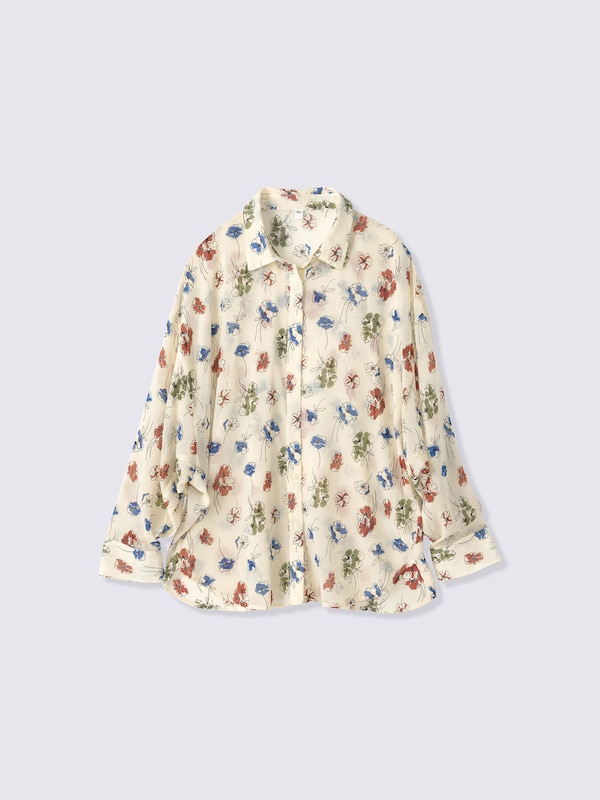Dolman Sleeve Sheer Shirt | Flower | PF