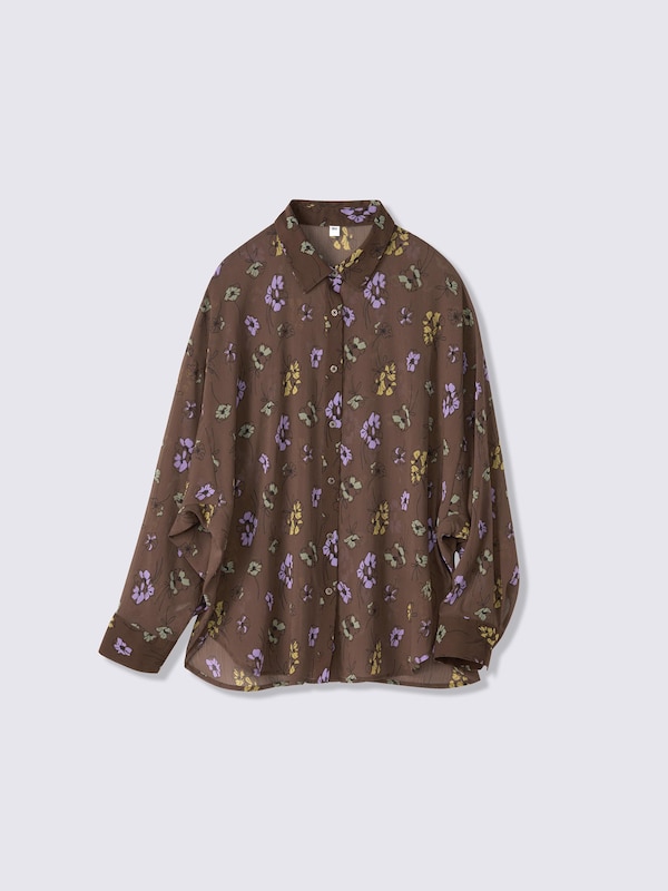 Dolman Sleeve Sheer Shirt | Flower | PF