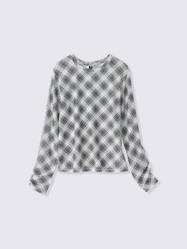 Sheer Checked T-Shirts | Long | PF