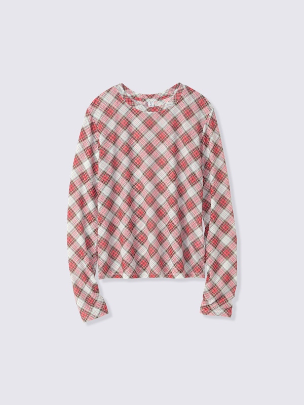 Sheer Checked T-Shirts | Long | PF