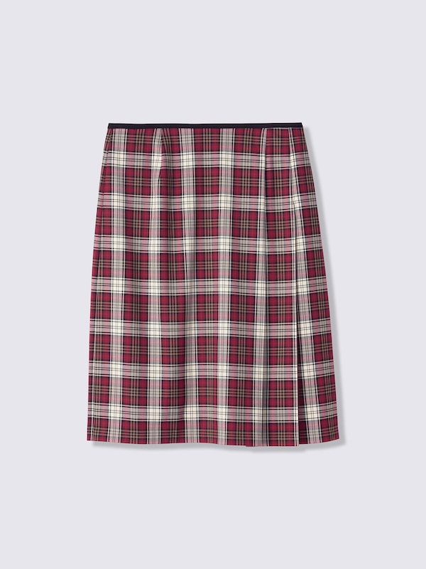 Side Button Pleated Checked Skirt | PF