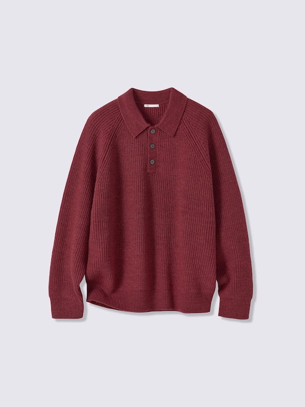 Rib Stitched Polo Sweater | MN