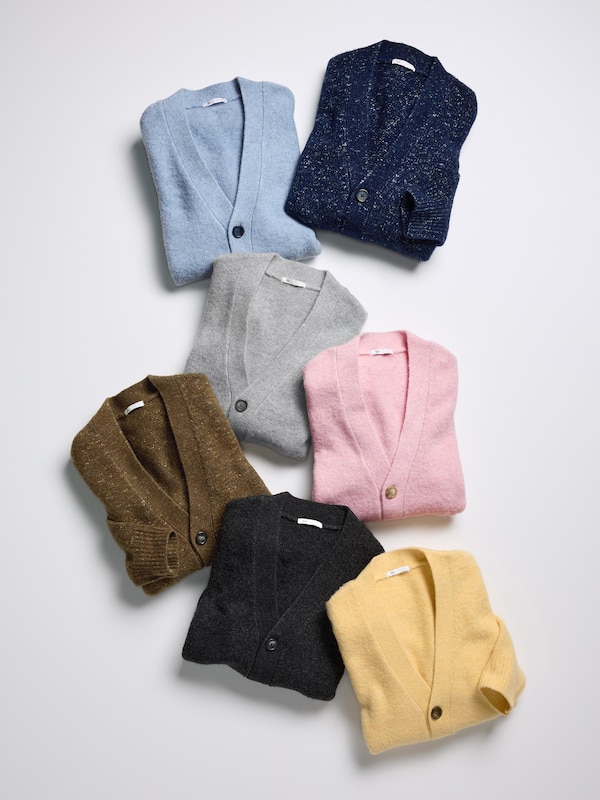 Puffy Touch Knit V Neck Cardigan | CL