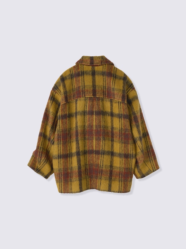 Shaggy Checked Cocoon Pea Coat | CL | Super Oversized Fit