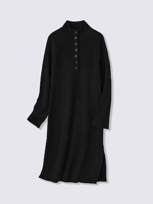 Ribbed Button Neck Dress | UL