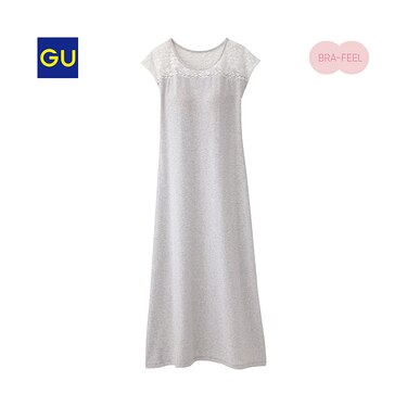 Gu公式 ブラフィールレースコンビマキシワンピース 半袖 ファッション通販サイト
