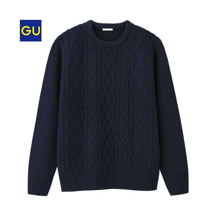 Gu公式 アランケーブルクルーネックセーター 長袖 ファッション通販サイト