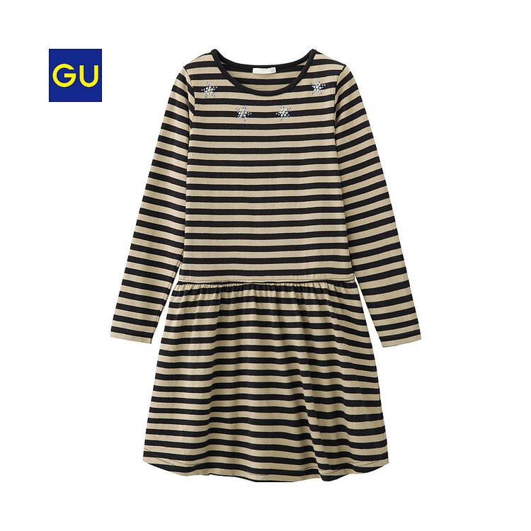 Gu公式 Girls ボーダーワンピース 長袖 ファッション通販サイト