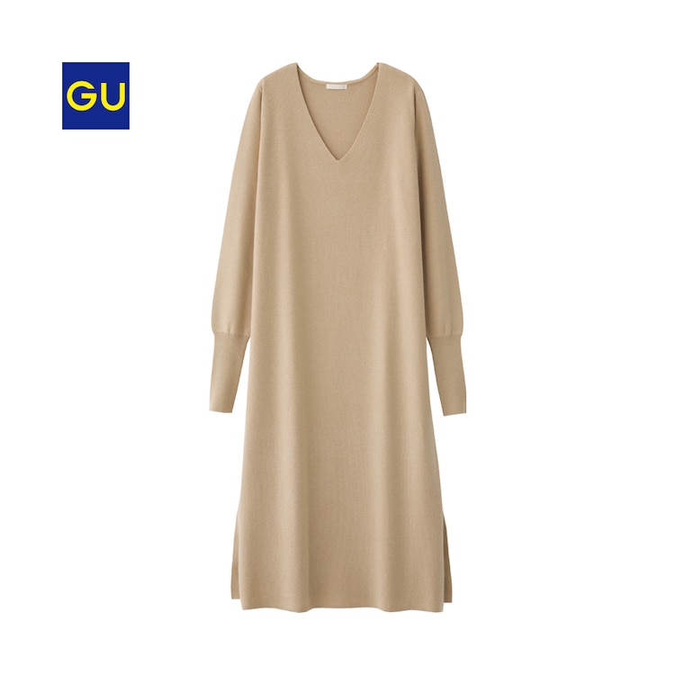 Gu公式 ｖネックミディニットワンピース 長袖 ｚ ファッション通販サイト