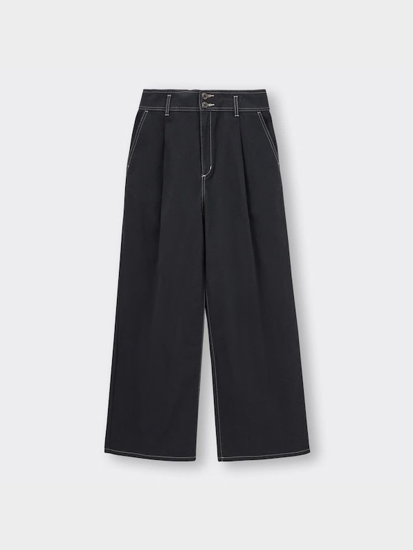 ライトデニムタックワイドパンツ(丈標準68.5～72.5cm)