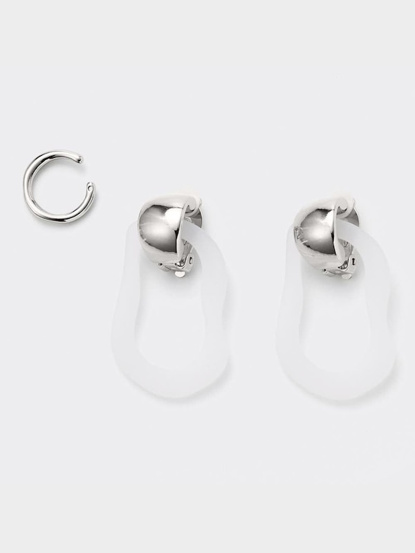 クリア&メタルイヤリングイヤーカフセット