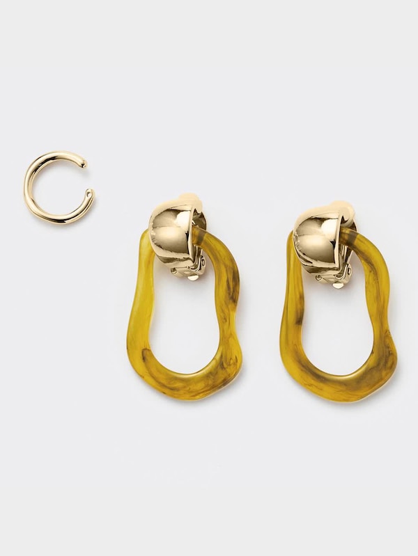 クリア&メタルイヤリングイヤーカフセット