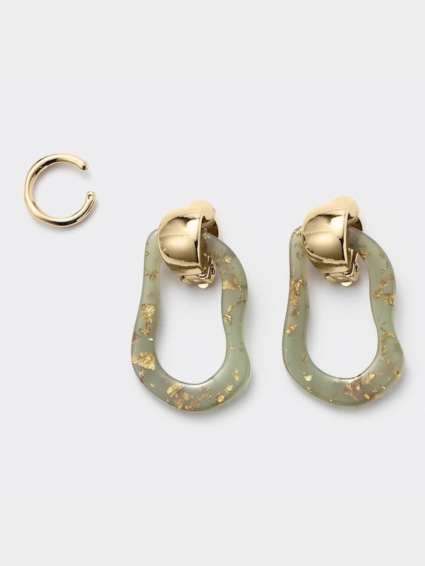 クリア&メタルイヤリングイヤーカフセット