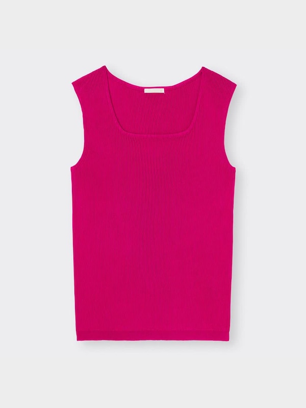 リブスクエアネックニットタンクトップ