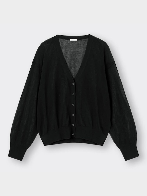 シアーサイドスリットVネックカーディガン(長袖)